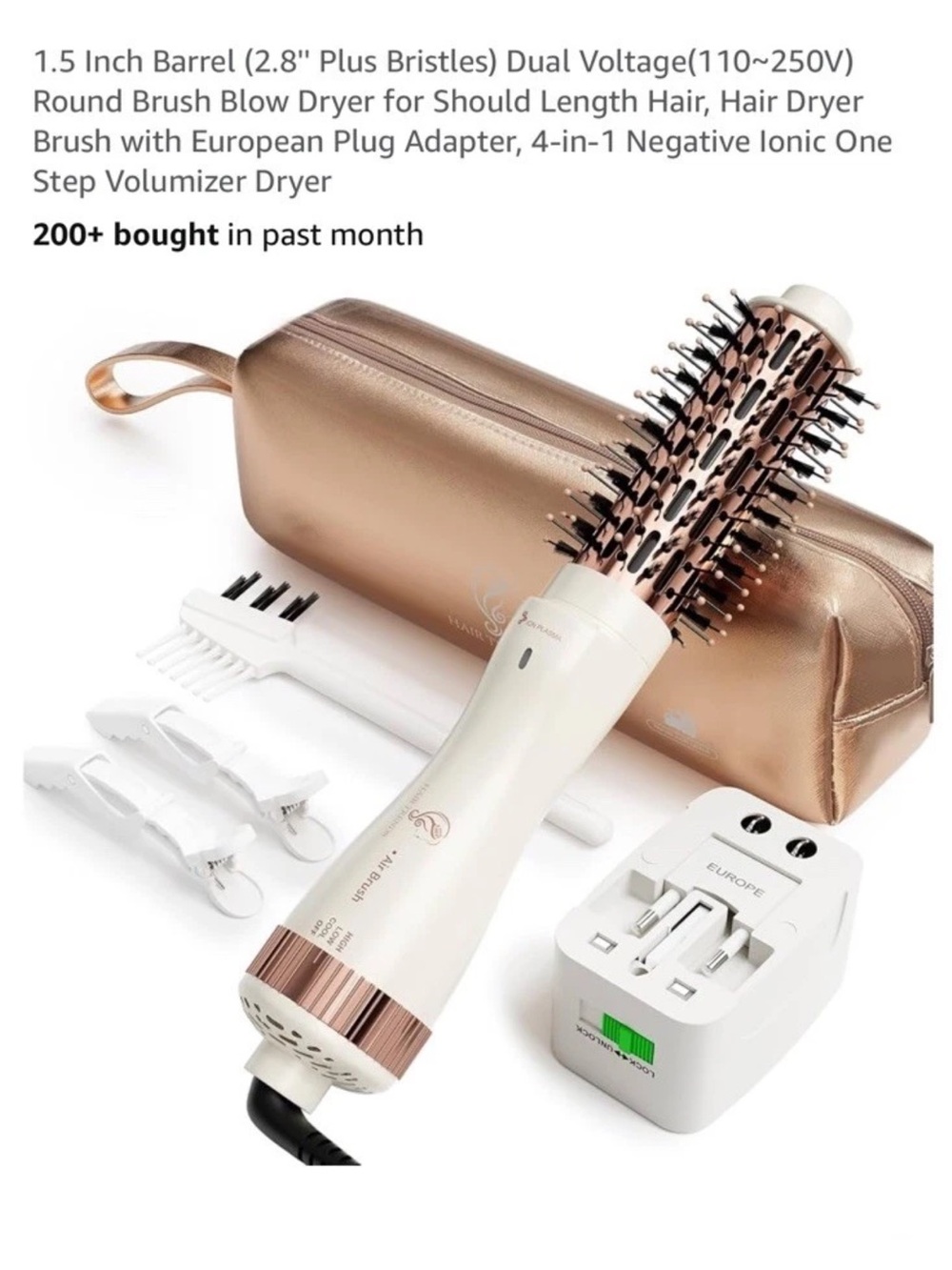 $50.Hair Trends Dual Voltage Blow Dryer Brush 2-inch Rose Gold Brand New In Case
